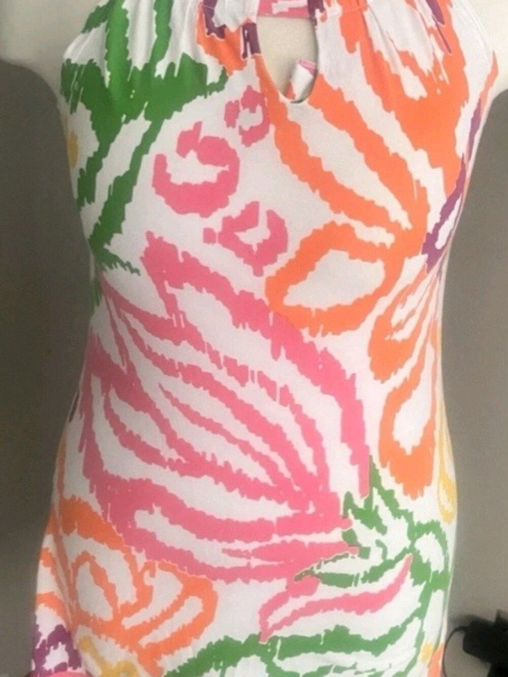 Barbara Gerwit Floral Sleeveless Dress -Halter Neck  Pink, Orange, Green, Yellow - Picture 11 of 12